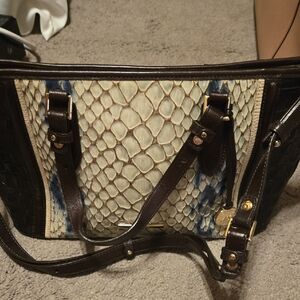 Brahmin Women’s Brown and Cream Textured Tote Bag